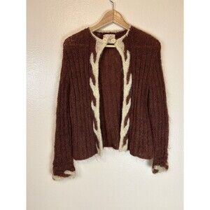 Elliott Blakemore S Vintage Cardigan Sweater Hand Knit Mohair Brown Cable Knit